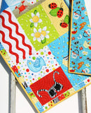 Kristin Blandford Designs Baby Quilt Kit Summer Quilt Kit, Wall Hanging, Quilting Panel Fabrics, Faux Patchwork Sewing, Make Yourself DIY, Beginner Patterns, Ladybug Flip Flops Bird