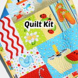 Kristin Blandford Designs Baby Quilt Kit Summer Quilt Kit, Wall Hanging, Quilting Panel Fabrics, Faux Patchwork Sewing, Make Yourself DIY, Beginner Patterns, Ladybug Flip Flops Bird