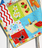 Kristin Blandford Designs Baby Quilt Kit Summer Quilt Kit, Wall Hanging, Quilting Panel Fabrics, Faux Patchwork Sewing, Make Yourself DIY, Beginner Patterns, Ladybug Flip Flops Bird