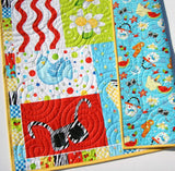 Kristin Blandford Designs Baby Quilt Kit Summer Quilt Kit, Wall Hanging, Quilting Panel Fabrics, Faux Patchwork Sewing, Make Yourself DIY, Beginner Patterns, Ladybug Flip Flops Bird