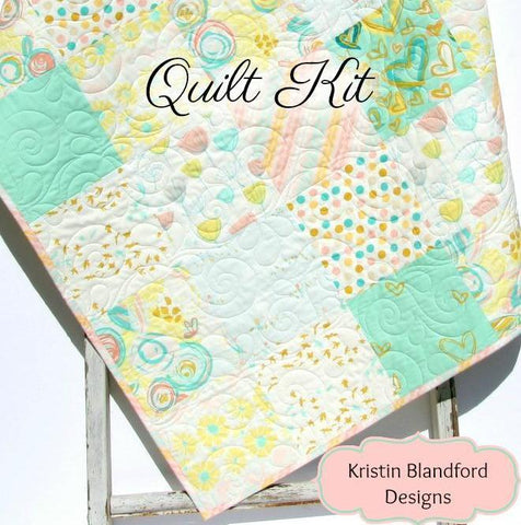 LAST ONES Watercolor Floral Quilt Kit, Nursery Crib Blanket, DIY