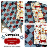 Western Baby Quilt Kit, Lil Cowpoke, Cowboy Wagon Camp Fire, Bandana Patchwork Panel
