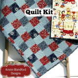 Western Baby Quilt Kit, Lil Cowpoke, Cowboy Wagon Camp Fire, Bandana Patchwork Panel