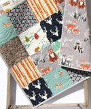 Kristin Blandford Designs Baby Quilt Kit Woodland Quilt Kit, Forest Animals Deer Buck, Quilting Project to Make, DIY Sewing