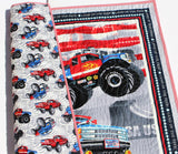 Kristin Blandford Designs Baby Quilt Kits American Monster Truck Quilt Kit Baby Boy Panel Quick Easy Fun Beginner Sewing Project Quilting Ideas Newborn Gifts Partiotic Red WhiteDIY