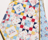 Kristin Blandford Designs Baby Quilt Kits Baby Girl Panel Quilt Kit, Ohio Star Pattern Cheater Fabric, Simple Easy Beginner Quilting Project Ideas Sewing Light Blue Yellow Pink Navy