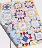 Kristin Blandford Designs Baby Quilt Kits Baby Girl Panel Quilt Kit, Ohio Star Pattern Cheater Fabric, Simple Easy Beginner Quilting Project Ideas Sewing Light Blue Yellow Pink Navy