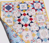 Kristin Blandford Designs Baby Quilt Kits Baby Girl Panel Quilt Kit, Ohio Star Pattern Cheater Fabric, Simple Easy Beginner Quilting Project Ideas Sewing Light Blue Yellow Pink Navy