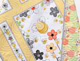 Kristin Blandford Designs Baby Quilt Kits Baby Quilt Kit Sweet Bees Bedding Panel Stripe Quick Beginner Project Fabrics Bundle Set Baby Nursery Bedding DIY Bees Gender Neutral Yellow