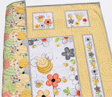 Kristin Blandford Designs Baby Quilt Kits Baby Quilt Kit Sweet Bees Bedding Panel Stripe Quick Beginner Project Fabrics Bundle Set Baby Nursery Bedding DIY Bees Gender Neutral Yellow