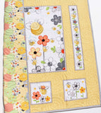 Kristin Blandford Designs Baby Quilt Kits Baby Quilt Kit Sweet Bees Bedding Panel Stripe Quick Beginner Project Fabrics Bundle Set Baby Nursery Bedding DIY Bees Gender Neutral Yellow