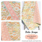 Boho Serape Quilt Kit, Wholecloth Panel Cheater, Quilting Project, Aztec Tribal Bucks, Deer Fawn, Girl Nursery Bedding, DIY Pink Teal Gold