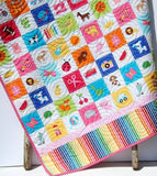 I Spy Quilt Kit for Girls, Panel Beginner Project, Sewing Ideas, Simple Quick and Easy Quilting, Animals Sports, Kids Blanket Kit Soft Minky