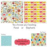 Organic Quilt Kit, Frolic Birch Fabrics, Cheater Triangle Patchwork, Blanket DIY Wholecloth, Elephants Balloons Flowers, Modern Girl