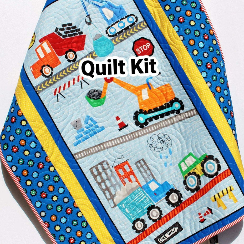 Kristin Blandford Designs Baby Quilt Kits Quilt Kit, Construction Baby Boy Panel Quick Easy Fun Beginner Roadwork Ahead Sewing Project Quilting Ideas Newborn Gifts Cranes Dump Trucks