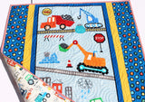 Kristin Blandford Designs Baby Quilt Kits Quilt Kit, Construction Baby Boy Panel Quick Easy Fun Beginner Roadwork Ahead Sewing Project Quilting Ideas Newborn Gifts Cranes Dump Trucks