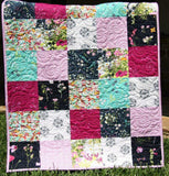 Quilt to Make, Floral Fabrics, Modern Quilt Pattern, Soft Minky, Beginner Sewing Project, Baby Girl Toddler Modern, Shower Gift Ideas, DIY