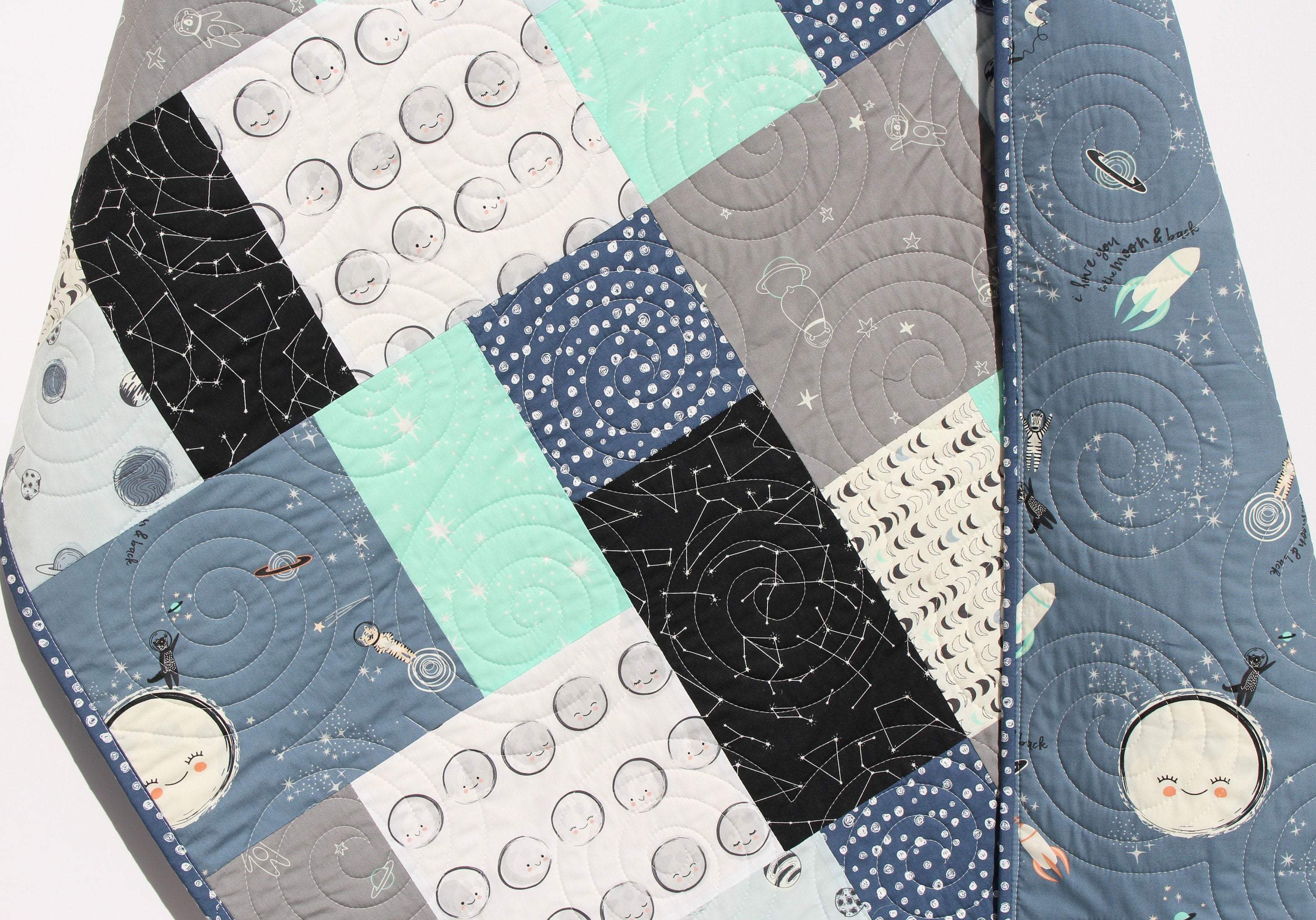 Space Quilt Kit for Sale, Baby Blanket Sewing Project to Make, image size:3000x2099