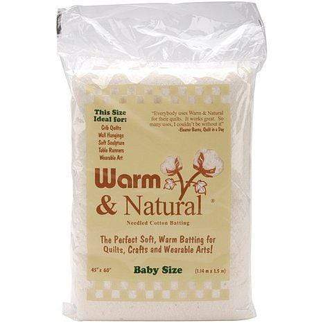 Warm & Natural Batting Crib Baby Size 45"x60" Warm Company Needle Punched Cotton, Quilting Supplies, Craft Projects,