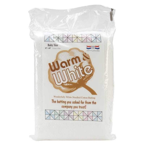 Warm & White Batting Crib Baby Size 45"x60" Warm Company Needle Punched Cotton, Quilting Supplies, Craft Projects,