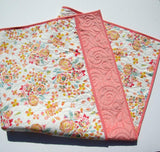 Watercolor Floral Quilt Kit, Minky Whole Cloth Baby Cheater Panel, Simple Quick Easy Beginner Girl Blanket DIY Project Nursery Bedding Coral