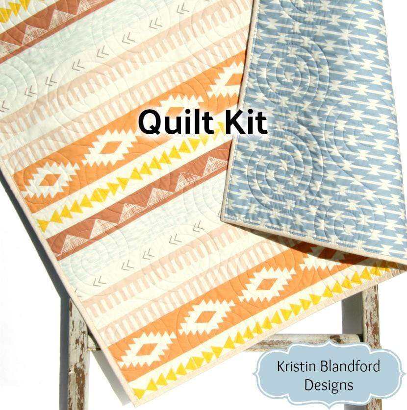 Wholecloth Quilt Kit, Arizona Tribal Baby Bedding Blanket Project, April Rhodes Art Gallery Fabrics, Light Blue Peach Brown, Panel Cheater