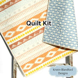 Wholecloth Quilt Kit, Arizona Tribal Baby Bedding Blanket Project, April Rhodes Art Gallery Fabrics, Light Blue Peach Brown, Panel Cheater