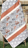 Woodland Quilt Kit, Baby Boy, DIY Project, Forest Animals Hello Bear, Art Gallery Fabrics, Deer Fox, Simple Easy Beginner, Striped Pattern