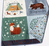 Kristin Blandford Designs Baby Quilt Kits Woodland Quilt Kit, Forest Animals Panel, Nursery Crib Sewing Blanket, Elk Bear Quilting DIY Project Simple Quick Easy Woods Outdoor