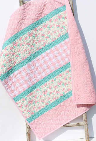 Baby Quilt Plaid Floral Minky Blanket Farmhouse Flower Crib Bedding