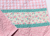 Kristin Blandford Designs Baby Quilt, Plaid Floral Minky Blanket, Farmhouse Flower Crib Bedding, Vintage Chic Floral