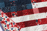 Kristin Blandford Designs Boy Quilts American Flag Quilt Faux Patchwork Home Decor Patriotic USA United States of America Red White Blue Small Table Decor Legacy Quilted