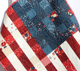 Kristin Blandford Designs Boy Quilts American Flag Quilt Faux Patchwork Home Decor Patriotic USA United States of America Red White Blue Small Table Decor Legacy Quilted