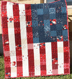 Kristin Blandford Designs Boy Quilts American Flag Quilt Faux Patchwork Home Decor Patriotic USA United States of America Red White Blue Small Table Decor Legacy Quilted