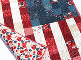 Kristin Blandford Designs Boy Quilts American Flag Quilt Faux Patchwork Home Decor Patriotic USA United States of America Red White Blue Small Table Decor Legacy Quilted