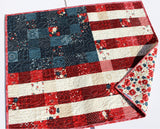 Kristin Blandford Designs Boy Quilts American Flag Quilt Faux Patchwork Home Decor Patriotic USA United States of America Red White Blue Small Table Decor Legacy Quilted