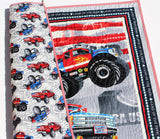 Kristin Blandford Designs Boy Quilts American Monster Truck Quilt Boy Baby Blanket Nursery Bedding Newborn Baby Shower Gifts Handmade Personalized with Name Patriotic USA Racing