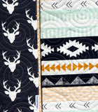 Arizona Tribal Aztec Quilt, Buck Deer Baby Boy Crib Bedding, Handmade Boy Quilt