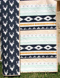 Arizona Tribal Aztec Quilt, Buck Deer Baby Boy Crib Bedding, Handmade Boy Quilt