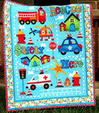 Baby Boy Quilt, Rescue Fire Police Ambulance, First Responders Nursery Bedding