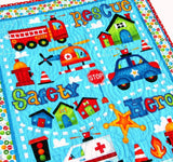 Baby Boy Quilt, Rescue Fire Police Ambulance, First Responders Nursery Bedding