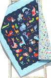 Kristin Blandford Designs Boy Quilts Baby Quilt, Noahs Ark Christening Baby Gift Baby Blankets Crib Quilt Newborn Alphabet Nursery Bedding Boy Navy Blue Personalized Name