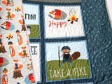 LAST ONE Baby Quilts Handmade, Woodland Nursery, Homemade Quilts, Camping Blanket, Baby Boy Crib Bedding, Animals Fox Beavers, Outdoors Wild and Free