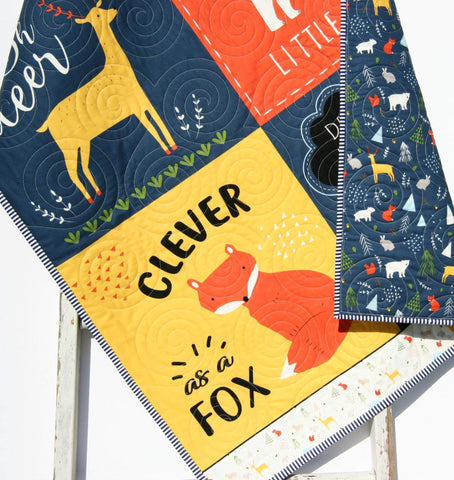 Personalized fox baby blanket top