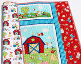 Kristin Blandford Designs Boy Quilts Barnyard Farm Quilt Animals Baby Blanket Boy or Girl Ranch Country Bedding Gender Neutral Pig Cow Horse Tractor Barn Dog Cat Newborn Gift