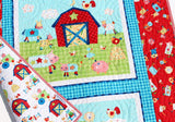 Kristin Blandford Designs Boy Quilts Barnyard Farm Quilt Animals Baby Blanket Boy or Girl Ranch Country Bedding Gender Neutral Pig Cow Horse Tractor Barn Dog Cat Newborn Gift