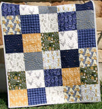 Blue Buffalo Plaid Quilt, Woodland Boy Lumberjack Plaid Check, Deer Camping