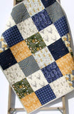Blue Buffalo Plaid Quilt, Woodland Boy Lumberjack Plaid Check, Deer Camping