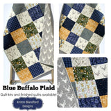 Blue Buffalo Plaid Quilt, Woodland Boy Lumberjack Plaid Check, Deer Camping