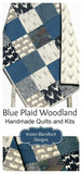 Boy Quilt, Woodland Boy Navy Blue Plaid Check Nursery, Deer Buck Baby Blanket, Boy Bedding